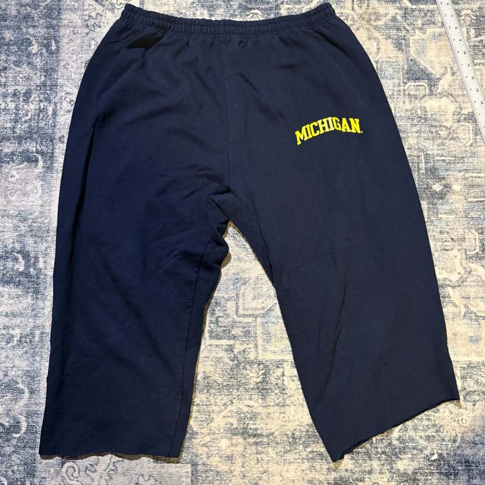 Gildan Michigan Sweatpants Cutoff Shorts Blue Heavy Blend